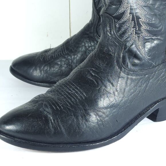 Tony Lama Men's US10 EE Black Gray Textured Leather Western Cowboy Boots - Picture 11 of 16